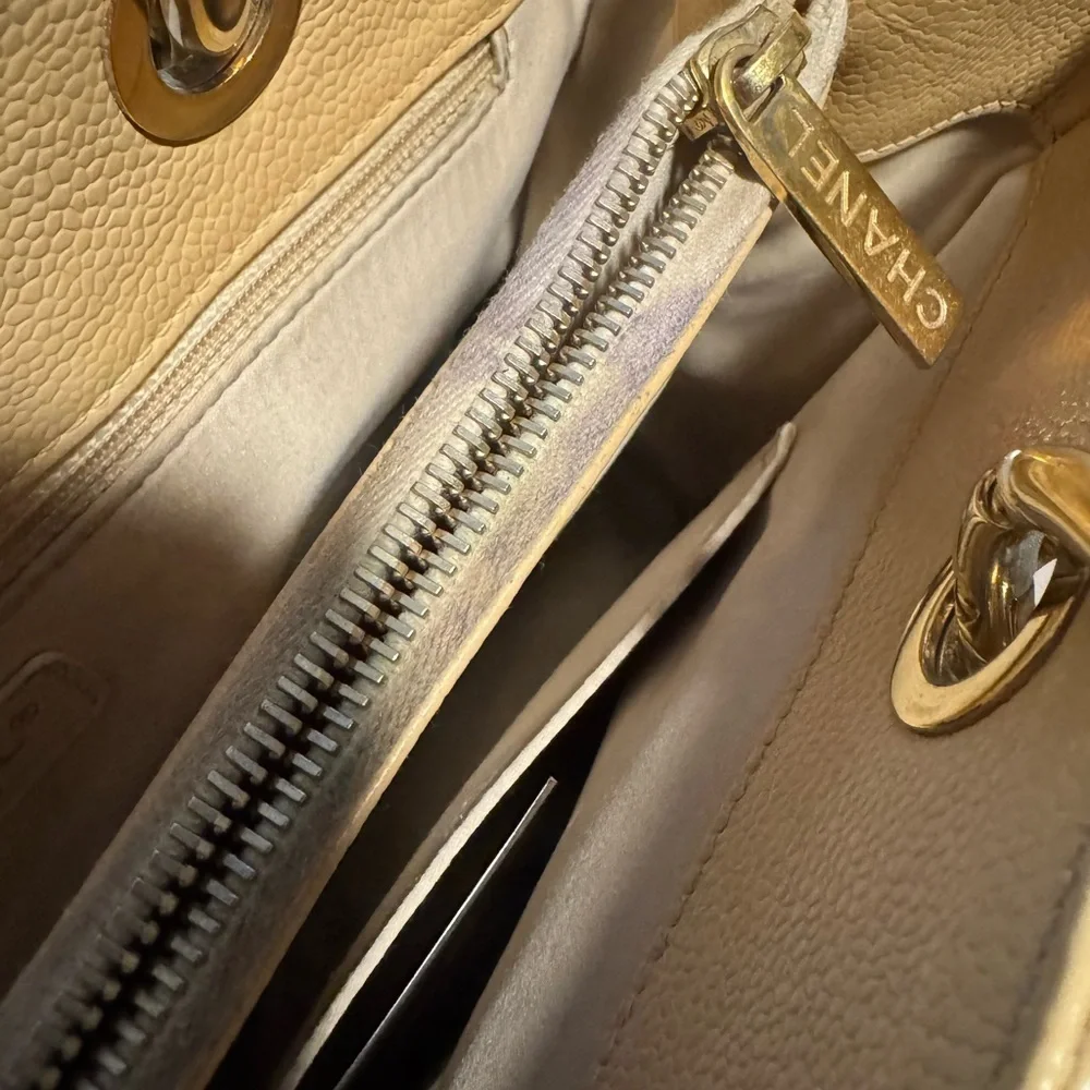 Chanel Caviar Quilted Grand Shopping Tote GST Beige Clair GHW
